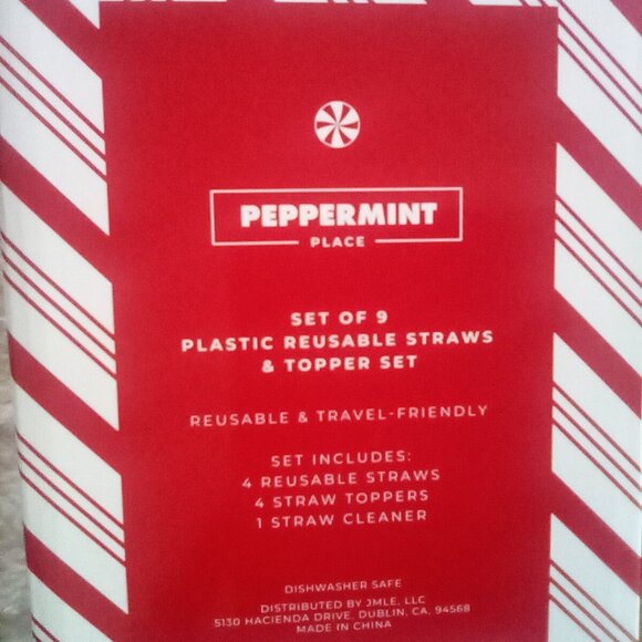 🎀Set of 9 Plastic Reusable CHRISTMAS Straws & Toppers🎀 - Picture 3 of 7
